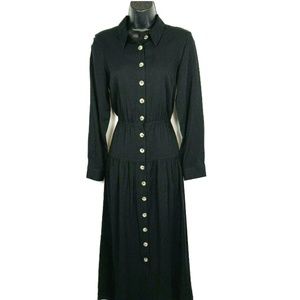 Asos Shirt dress 4 black midi pockets new button front long sleeve viscose S